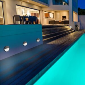 Luxury Villa Pool Deck at Dusk